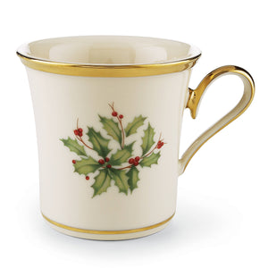 Lenox Holiday Porcelain Mug with 24k Gold Rim and Classic Holly Berry Festive Design 146504060