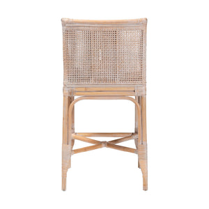 Baxton Studio Bali Allen Natural Rattan Counter Stool — Handwoven Lattice Back, Removable Cushion, Coastal Boho Flair Allen-White Washed Rattan-Cushion-CS