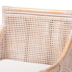 Baxton Studio Bali Allen Natural Rattan Counter Stool — Handwoven Lattice Back, Removable Cushion, Coastal Boho Flair Allen-White Washed Rattan-Cushion-CS