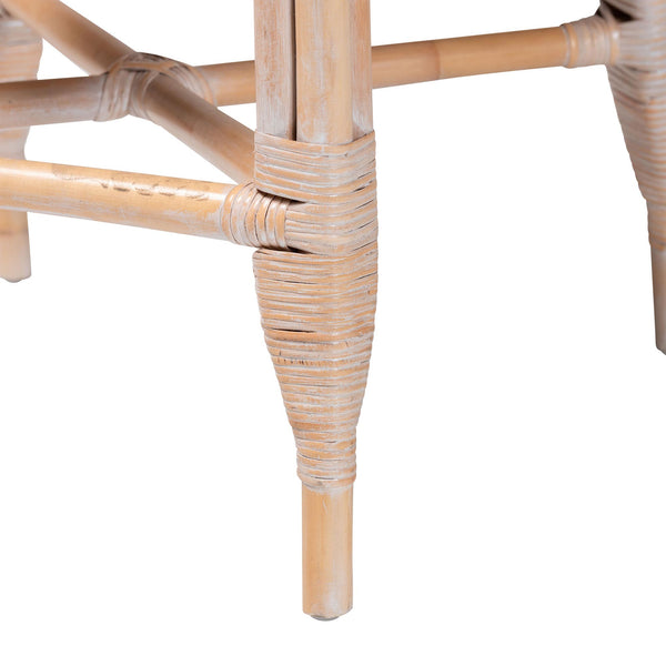 Baxton Studio Bali Allen Natural Rattan Counter Stool — Handwoven Lattice Back, Removable Cushion, Coastal Boho Flair Allen-White Washed Rattan-Cushion-CS