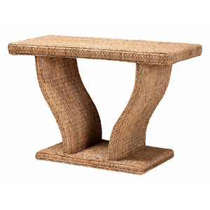 Baxton Studio Bali Alyssa Seagrass Console Table — Handwoven Mahogany Frame, Sculptural Boho Entryway Accent Alyssa-Rattan/Abaca-Console Tables