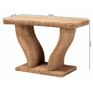Baxton Studio Bali Alyssa Seagrass Console Table — Handwoven Mahogany Frame, Sculptural Boho Entryway Accent Alyssa-Rattan/Abaca-Console Tables