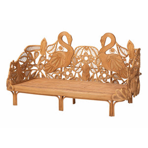 Baxton Studio Bali & Pari Aves Handwoven Rattan Daybed Flamingo Frame Boho Tropical Lounge Bed Aves-Light Honey Rattan No Mattress-Daybed