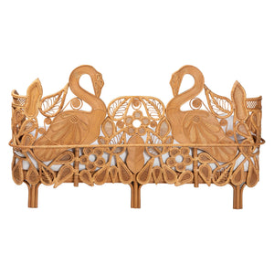 Baxton Studio Bali & Pari Aves Handwoven Rattan Daybed Flamingo Frame Boho Tropical Lounge Bed Aves-Light Honey Rattan No Mattress-Daybed