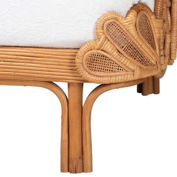 Baxton Studio Bali & Pari Aves Handwoven Rattan Daybed Flamingo Frame Boho Tropical Lounge Bed Aves-Light Honey Rattan No Mattress-Daybed