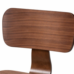Baxton Studio Baxton Billie Walnut 2-Piece Bentwood Dining Chairs — Mid-Century Ergonomic Seats, Sculptural Design Billie-Walnut-DC