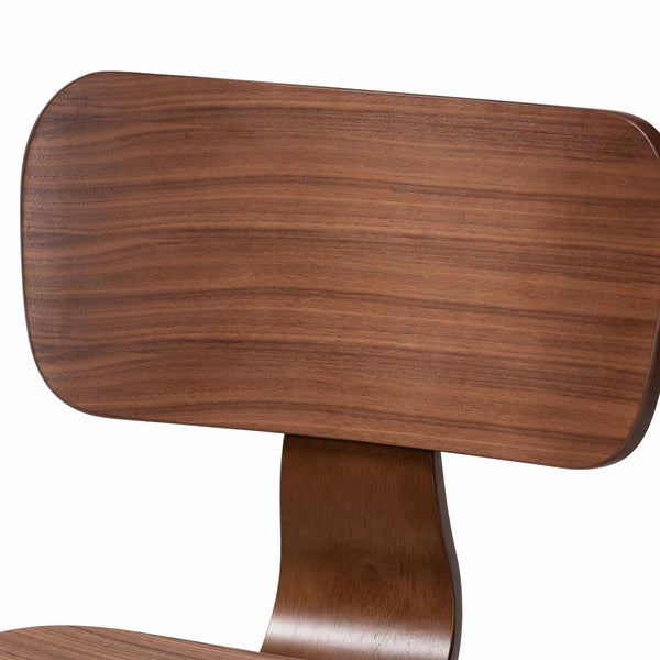 Baxton Studio Baxton Billie Walnut 2-Piece Bentwood Dining Chairs — Mid-Century Ergonomic Seats, Sculptural Design Billie-Walnut-DC