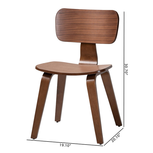 Baxton Studio Baxton Billie Walnut 2-Piece Bentwood Dining Chairs — Mid-Century Ergonomic Seats, Sculptural Design Billie-Walnut-DC
