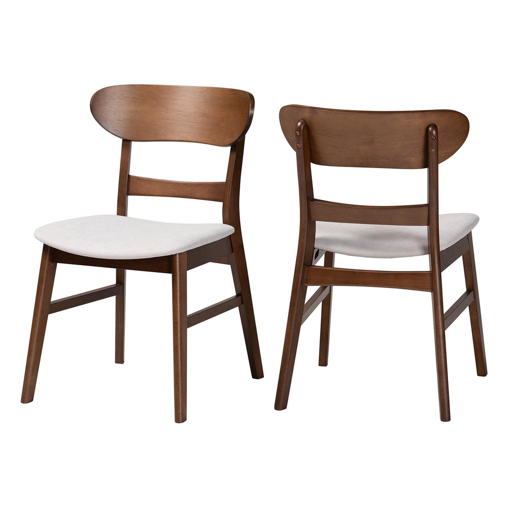Baxton Studio Baxton Everwood 2-Piece Dining Chair Set — Mid-Century Bentwood Curved Back With Padded Seats, Solid Rubberwood Durability Everwood-Taupe/Walnut-DC