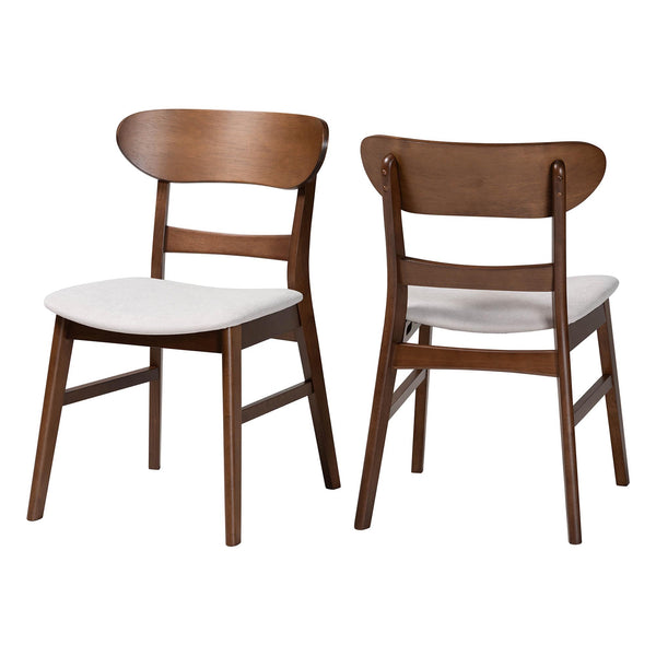 Baxton Studio Baxton Everwood 2-Piece Dining Chair Set — Mid-Century Bentwood Curved Back With Padded Seats, Solid Rubberwood Durability Everwood-Taupe/Walnut-DC