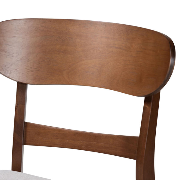 Baxton Studio Baxton Fremont 5-Piece Mid-Century Dining Set With Cushioned Contoured Chairs And Tapered Legs 47.20" W x 29.50" D x 29.50" H Everwood/Fiesta-Taupe/Walnut-5PC Dining Set