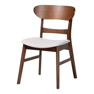Baxton Studio Baxton Fremont 5-Piece Mid-Century Dining Set With Cushioned Contoured Chairs And Tapered Legs 39.40" W x 39.40" D x 29.50" H Everwood/Hexa-Taupe/Walnut-5PC Dining Set