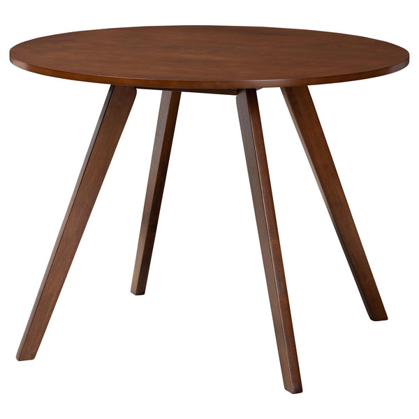 Baxton Studio Baxton Fremont 5-Piece Mid-Century Dining Set With Cushioned Contoured Chairs And Tapered Legs 39.40" W x 39.40" D x 29.50" H Everwood/Hexa-Taupe/Walnut-5PC Dining Set
