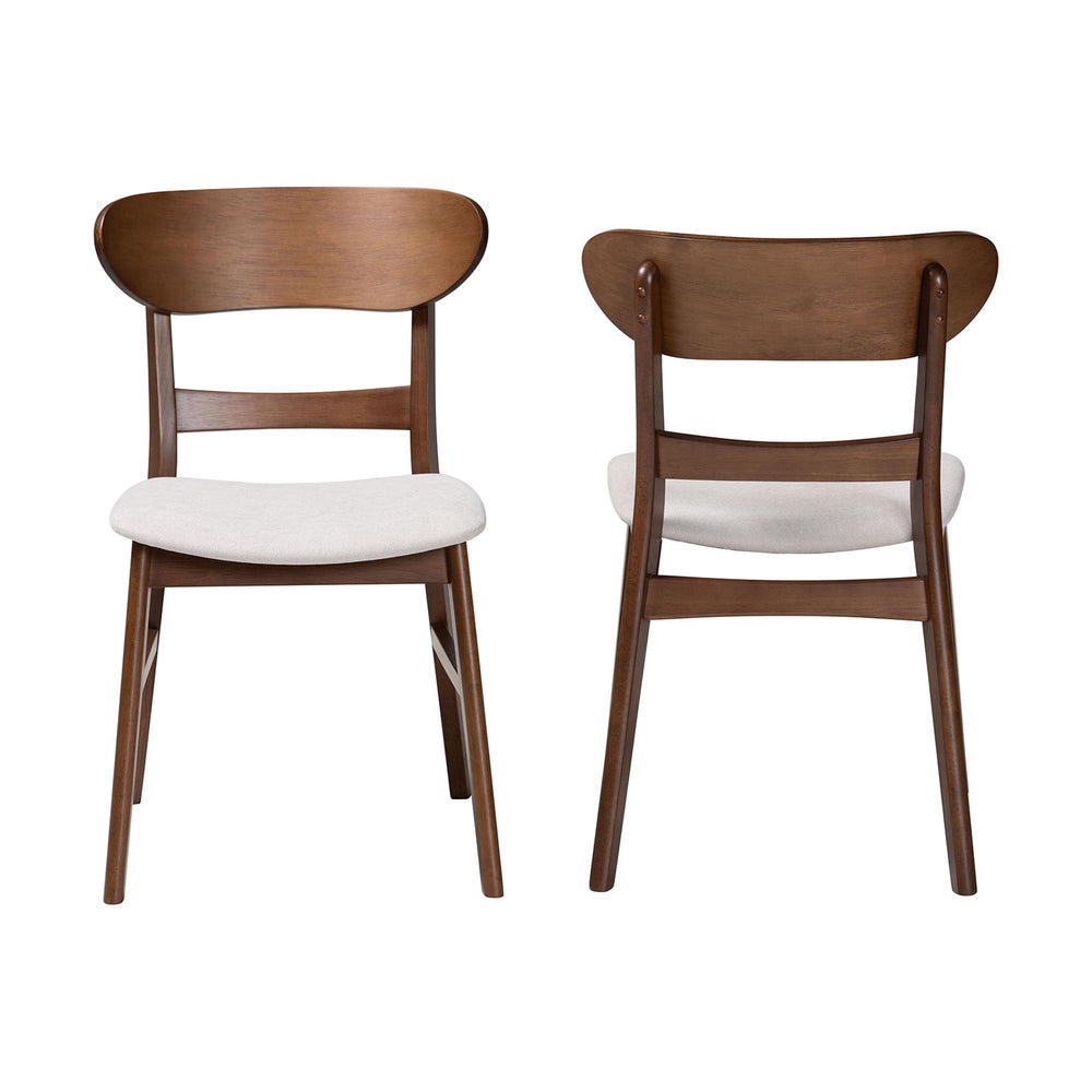 Baxton Studio Baxton Everwood 2-Piece Dining Chair Set — Mid-Century Bentwood Curved Back With Padded Seats, Solid Rubberwood Durability Everwood-Taupe/Walnut-DC