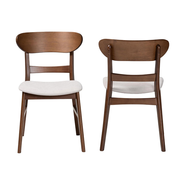 Baxton Studio Baxton Everwood 2-Piece Dining Chair Set — Mid-Century Bentwood Curved Back With Padded Seats, Solid Rubberwood Durability Everwood-Taupe/Walnut-DC