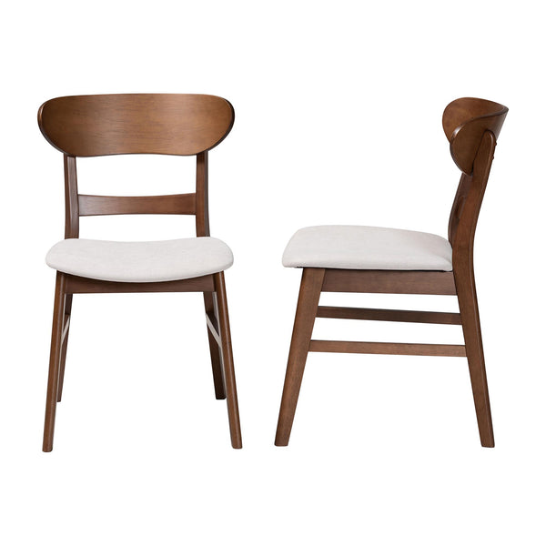 Baxton Studio Baxton Everwood 2-Piece Dining Chair Set — Mid-Century Bentwood Curved Back With Padded Seats, Solid Rubberwood Durability Everwood-Taupe/Walnut-DC