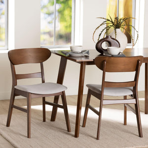 Baxton Studio Baxton Everwood 2-Piece Dining Chair Set — Mid-Century Bentwood Curved Back With Padded Seats, Solid Rubberwood Durability Everwood-Taupe/Walnut-DC