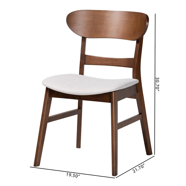 Baxton Studio Baxton Everwood 2-Piece Dining Chair Set — Mid-Century Bentwood Curved Back With Padded Seats, Solid Rubberwood Durability Everwood-Taupe/Walnut-DC