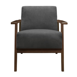 English Elm Modern Velvet Accent Chair with Dark Walnut Angular Frame, Streamlined Mid-Century Comfort Design Dark Gray 35 L x 27.25 W x 19.25 H B011P271916