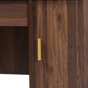 Baxton Studio Baxton Hayes Mid-Century Oval Writing Desk With Locking Drawer, Tambour Doors, Walnut Veneer, Compact Craftsmanship SE SD80450WI-Columbia-Desk