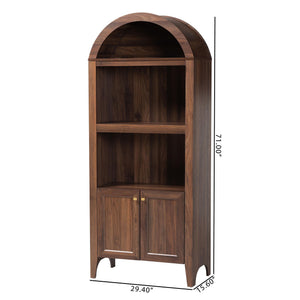 Baxton Studio Baxton Hayes Mid-Century Wood Display Cabinet With Arched Top, Soft-Close Doors & Shelves SE DC270020WI-Columbia-Cabinet