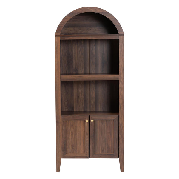Baxton Studio Baxton Hayes Mid-Century Wood Display Cabinet With Arched Top, Soft-Close Doors & Shelves SE DC270020WI-Columbia-Cabinet