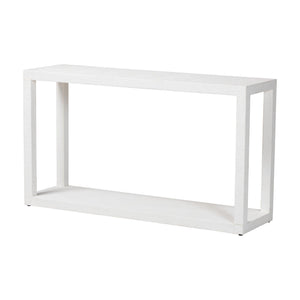 Baxton Studio Bali Oaklynn Natural Grasscloth Console Table — Two-Tier Coastal Minimalist Entryway Table With Open Frame 53.50" W x 15.00" D x 30.30" H FBS201-S347 White-Console Table
