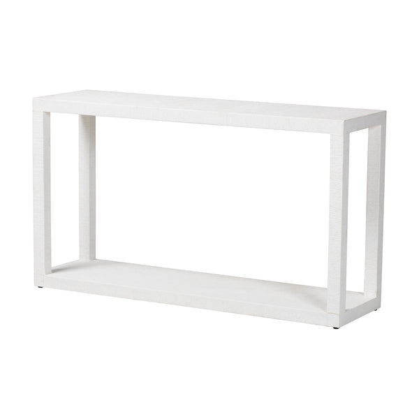 Baxton Studio Bali Oaklynn Natural Grasscloth Console Table — Two-Tier Coastal Minimalist Entryway Table With Open Frame 53.50" W x 15.00" D x 30.30" H FBS201-S347 White-Console Table