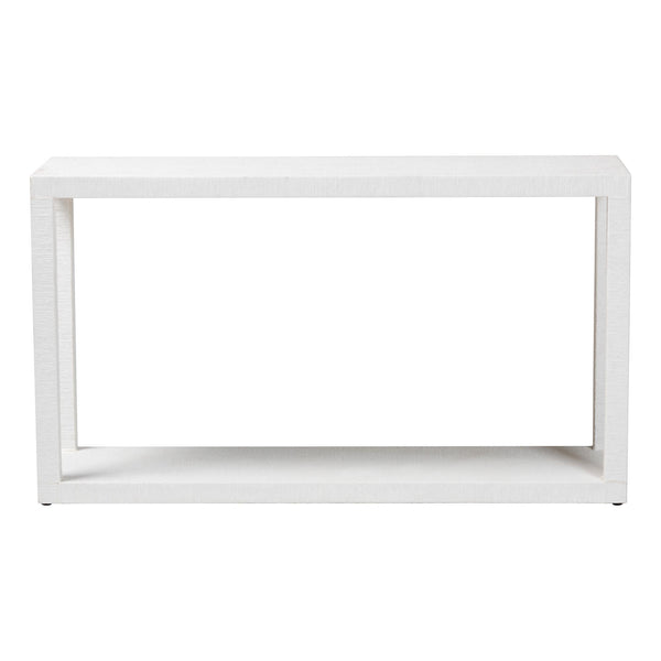Baxton Studio Bali Oaklynn Natural Grasscloth Console Table — Two-Tier Coastal Minimalist Entryway Table With Open Frame 53.50" W x 15.00" D x 30.30" H FBS201-S347 White-Console Table