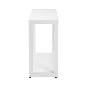 Baxton Studio Bali Oaklynn Natural Grasscloth Console Table — Two-Tier Coastal Minimalist Entryway Table With Open Frame 53.50" W x 15.00" D x 30.30" H FBS201-S347 White-Console Table