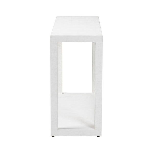 Baxton Studio Bali Oaklynn Natural Grasscloth Console Table — Two-Tier Coastal Minimalist Entryway Table With Open Frame 53.50" W x 15.00" D x 30.30" H FBS201-S347 White-Console Table