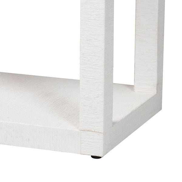 Baxton Studio Bali Oaklynn Natural Grasscloth Console Table — Two-Tier Coastal Minimalist Entryway Table With Open Frame 53.50" W x 15.00" D x 30.30" H FBS201-S347 White-Console Table