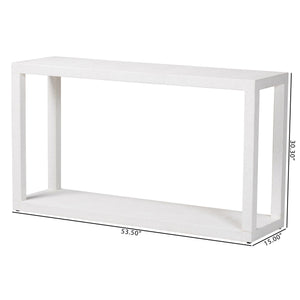 Baxton Studio Bali Oaklynn Natural Grasscloth Console Table — Two-Tier Coastal Minimalist Entryway Table With Open Frame 53.50" W x 15.00" D x 30.30" H FBS201-S347 White-Console Table