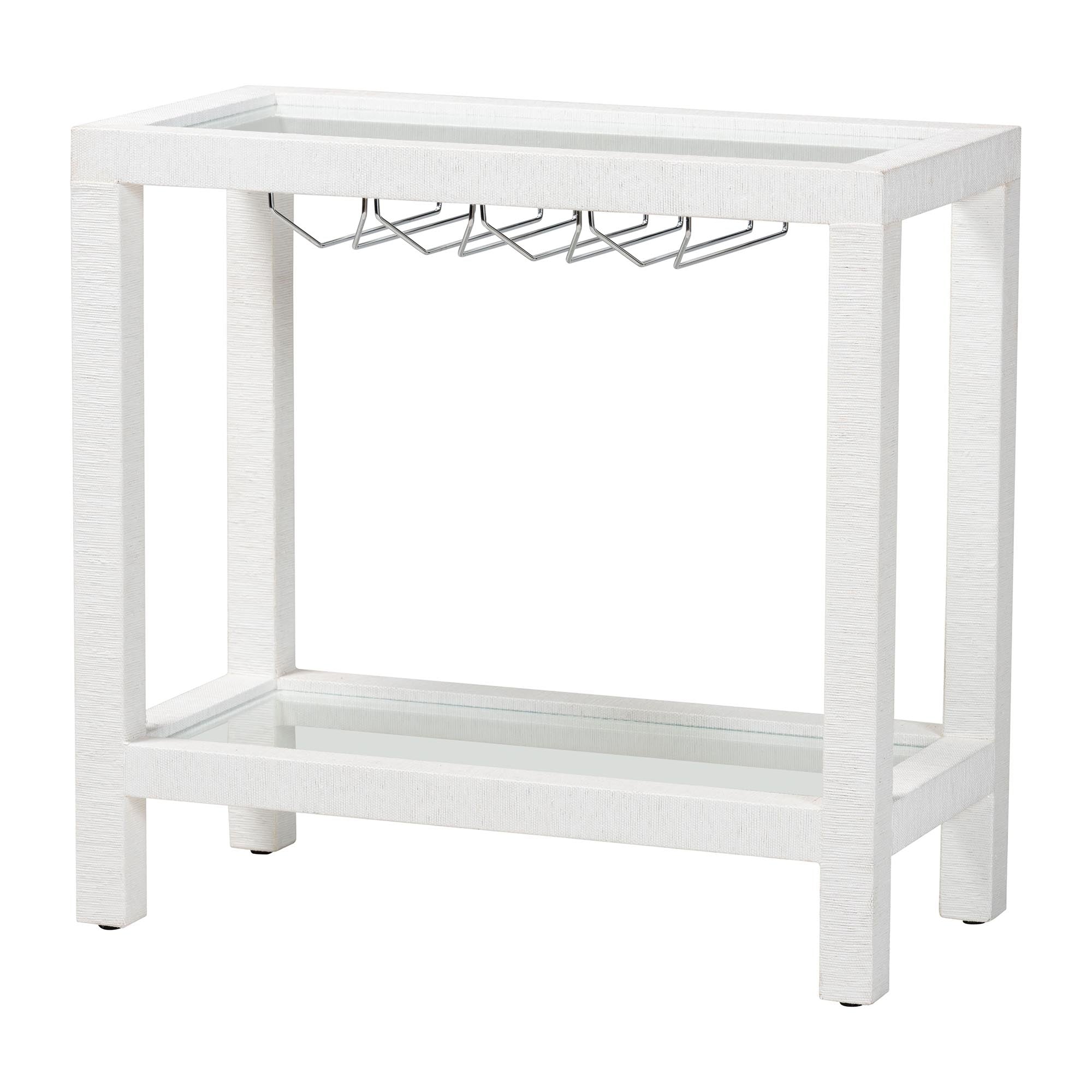 Bali Oaklynn Handwoven Grasscloth Wine Rack Console With Glass Top & S