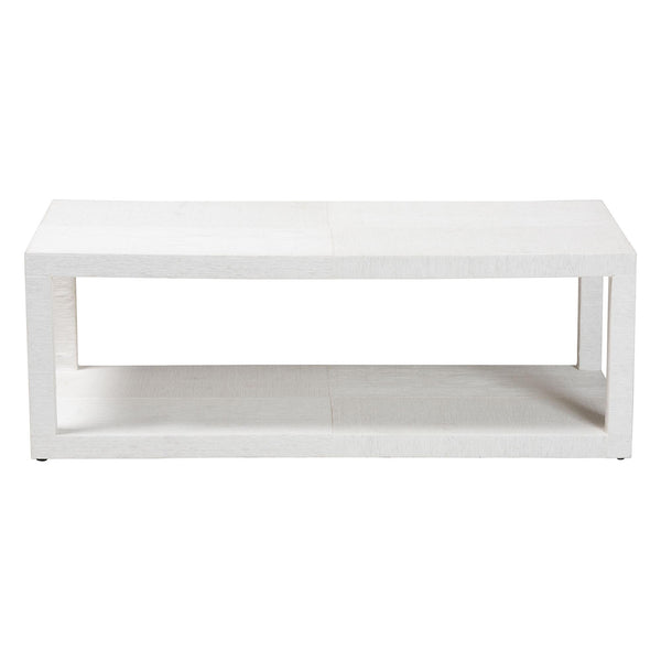 Baxton Studio Bali Oaklynn Natural Grasscloth Console Table — Two-Tier Coastal Minimalist Entryway Table With Open Frame 49.60" W x 23.60" D x 17.70" H FBS203-S347 White-Coffee Table