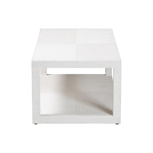 Baxton Studio Bali Oaklynn Natural Grasscloth Console Table — Two-Tier Coastal Minimalist Entryway Table With Open Frame 49.60" W x 23.60" D x 17.70" H FBS203-S347 White-Coffee Table