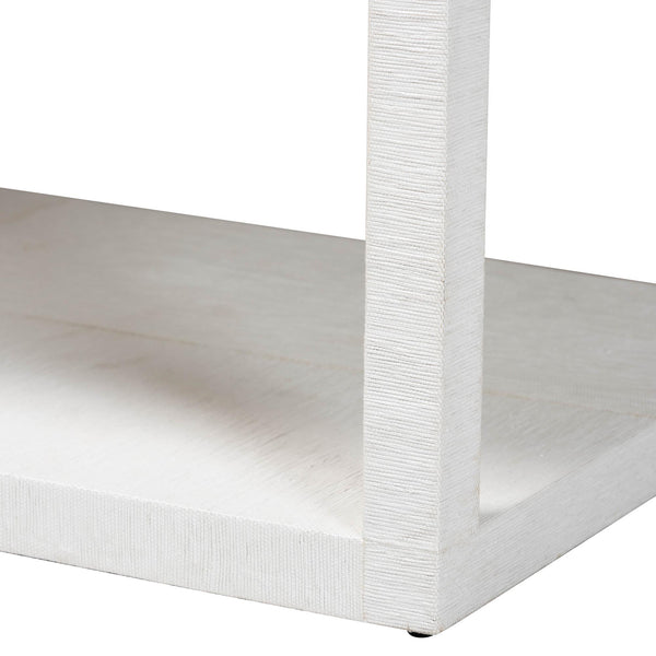 Baxton Studio Bali Oaklynn Natural Grasscloth Console Table — Two-Tier Coastal Minimalist Entryway Table With Open Frame 49.60" W x 23.60" D x 17.70" H FBS203-S347 White-Coffee Table
