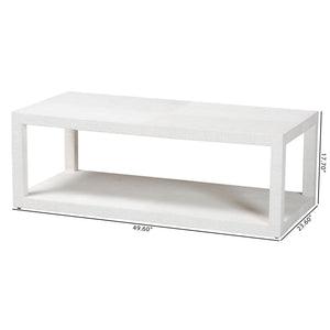 Baxton Studio Bali Oaklynn Natural Grasscloth Console Table — Two-Tier Coastal Minimalist Entryway Table With Open Frame 49.60" W x 23.60" D x 17.70" H FBS203-S347 White-Coffee Table
