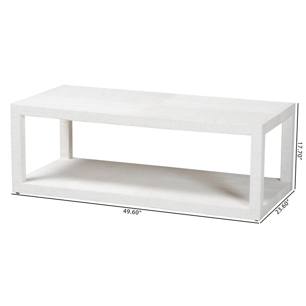 Baxton Studio Bali Oaklynn Natural Grasscloth Console Table — Two-Tier Coastal Minimalist Entryway Table With Open Frame 49.60" W x 23.60" D x 17.70" H FBS203-S347 White-Coffee Table