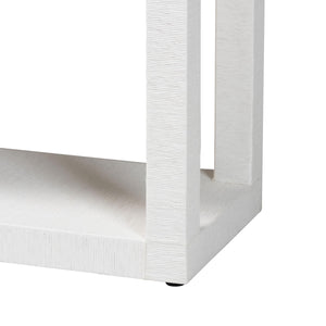 Baxton Studio Bali Oaklynn Natural Grasscloth Bookshelf — Two-Tier Open Frame Coastal Accent Shelf, White FBS204-S347 White-Bookshelf