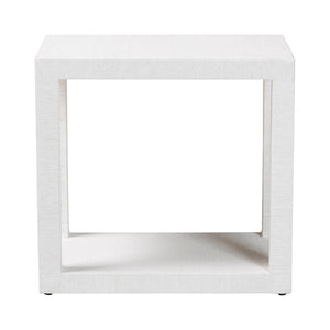 Baxton Studio Bali Oaklynn Natural Grasscloth Console Table — Two-Tier Coastal Minimalist Entryway Table With Open Frame 23.60" W x 15.00" D x 22.40" H FBS205-S347 White-End Table