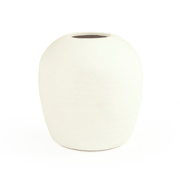Zentique Matte White Vase — Minimalist Terracotta Accent with Smooth Matte Finish for Modern Sculptural Styling W11.5 x H11.5 x D11.5 14665S A584A