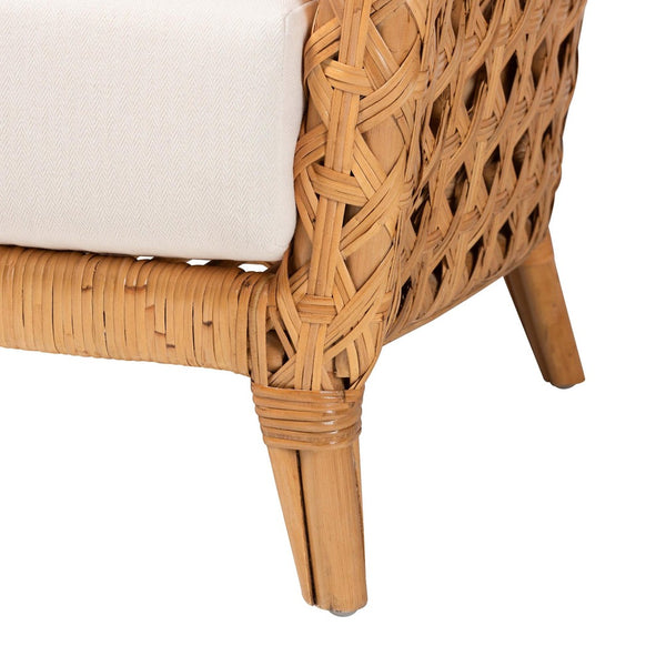 English Elm Bohemian Braided Rattan Accent Chair with Cushion for Casual Living Spaces B2750P467781