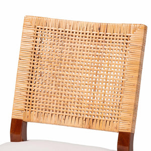 Baxton Studio bali Lesia Handwoven Rattan Dining Chair with Cushions - Stylish Mahogany Frame for Coastal Boho Spaces Lesia-MDN-Mahogany-Cushion-DC
