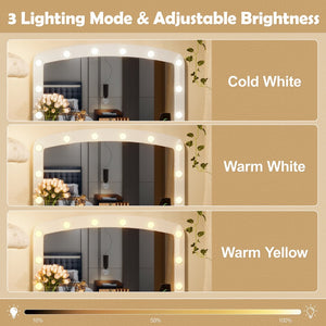 English Elm <old Sku Hollywood Vanity with 10 Bulbs 9 Drawers Cushioned Stool White Glam Bedroom N704G202308A
