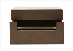 VIG Furniture Ceres Brown Oak Nightstand With Led Lighted Cubby, 2 Smooth-Glide Drawers, No Assembly Required VGWCCG05-WNG