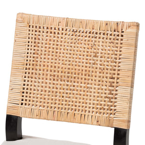 Baxton Studio Bali & Pari Lesia Handwoven Rattan Side Chair Mahogany Frame Coastal Boho Dining Lesia-MDN-Dark Brown-Cushion-DC