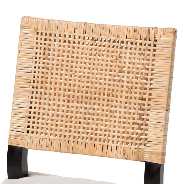 Baxton Studio Bali & Pari Lesia Handwoven Rattan Side Chair Mahogany Frame Coastal Boho Dining Lesia-MDN-Dark Brown-Cushion-DC