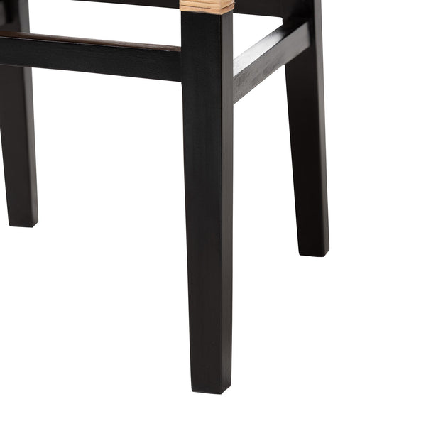 Baxton Studio Bali & Pari Lesia Handwoven Rattan Side Chair Mahogany Frame Coastal Boho Dining Lesia-MDN-Dark Brown-Cushion-DC