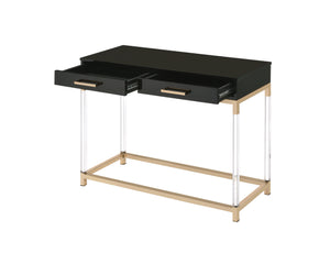 English Elm Adiel Black & Gold Console Sofa Table with 2 Storage Drawers, Metal Frame, Acrylic Legs, Modern Decor B2726P277144